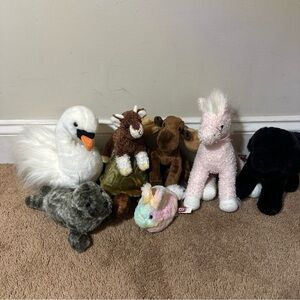 Lot Of Douglas Plush Stuffed Animals Dog Turtle Swan Moose 8 Animals Cuddle Toys
